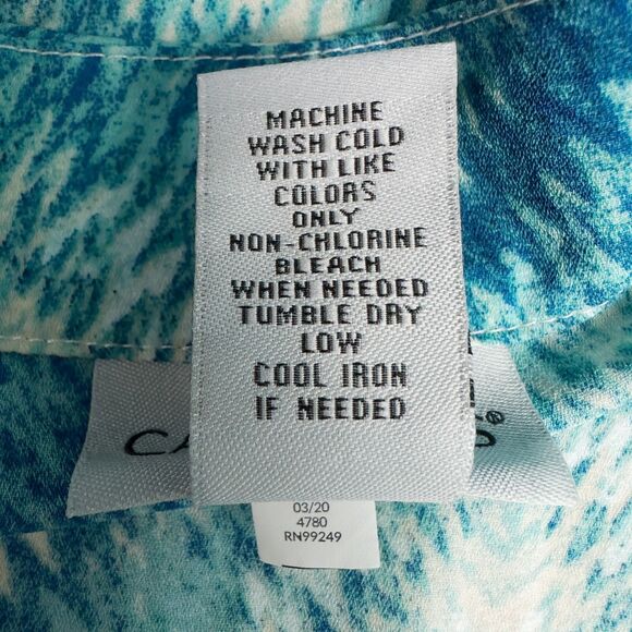 Catherines Lightweight Chiffon Open Cardigan Womens 1X Blue Aqua Beach Summer - Picture 15 of 16